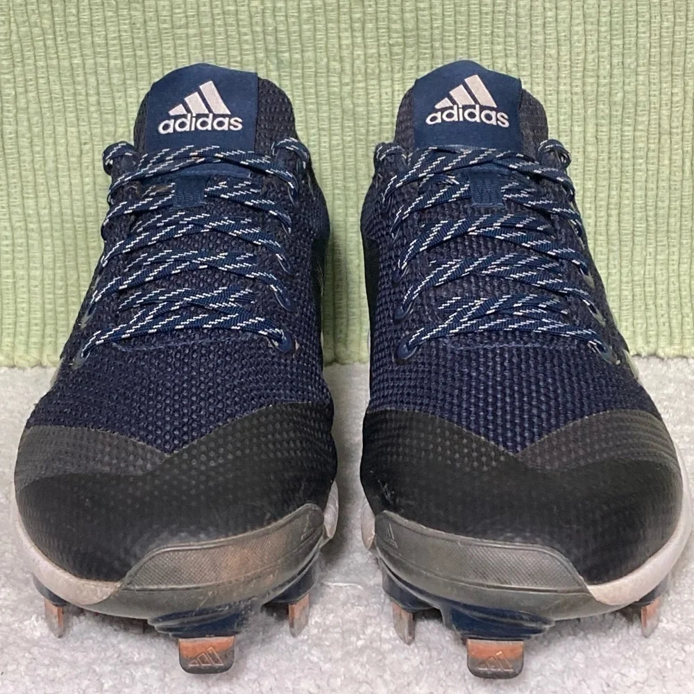 Adidas Poweralley 5 Black/Blue Baseball Athletic Cleats Shoes Mens Size US 10